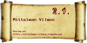Mittelman Vilmos névjegykártya